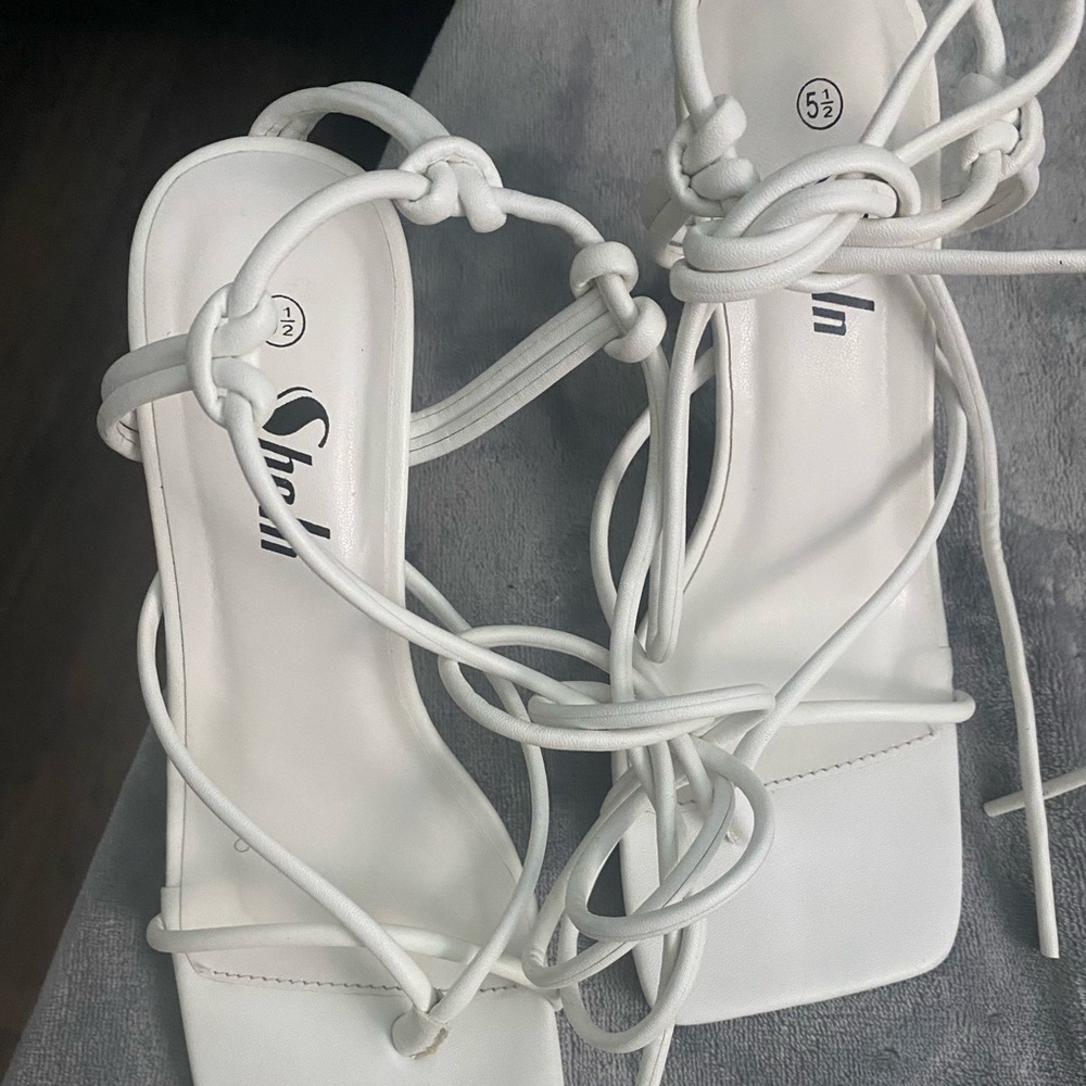 White shein lace up heels 🤍✨